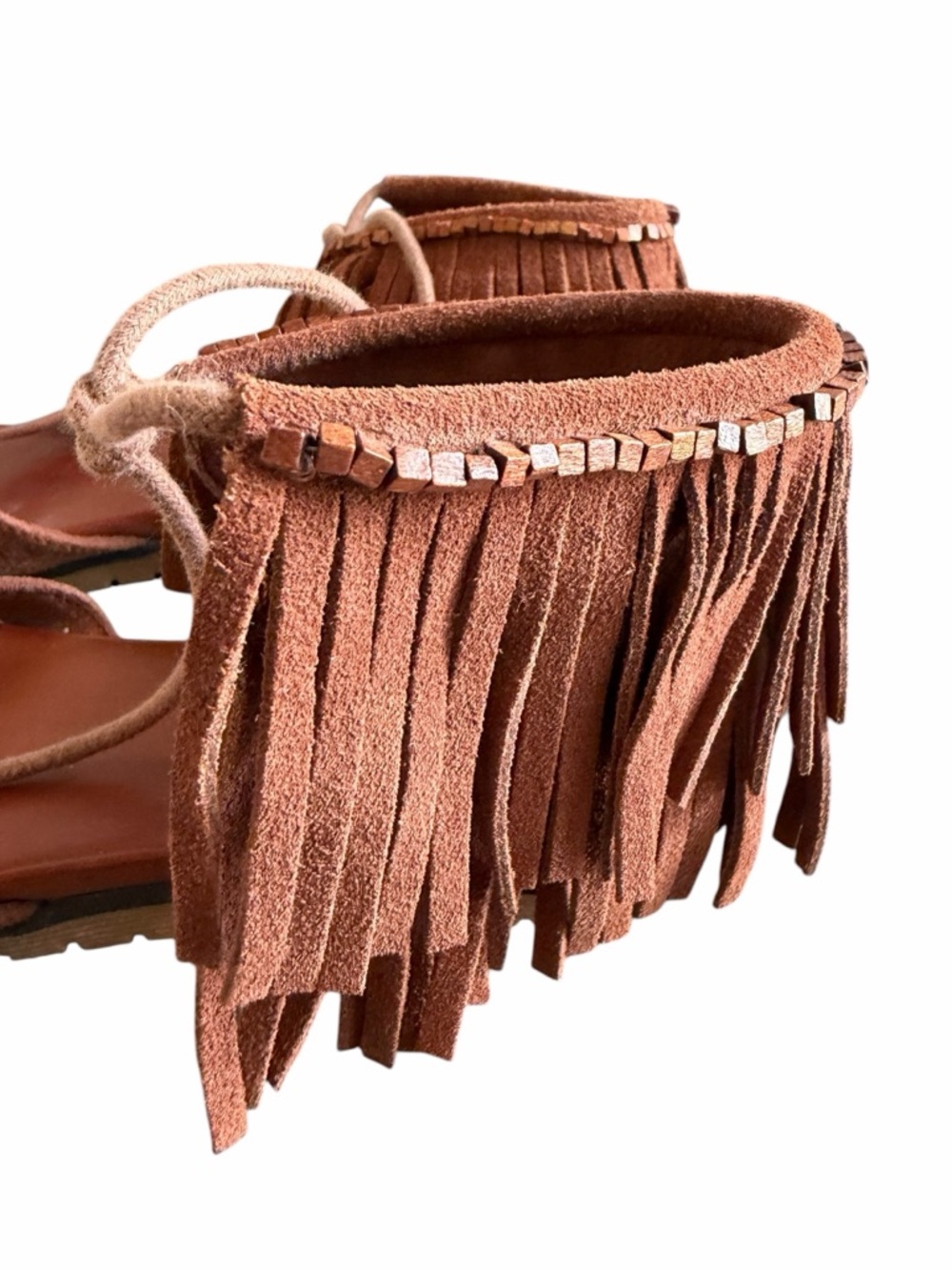 MIA Cinnamon Suede Fringe Sandals Festival Bohemian - Picture 3 of 8